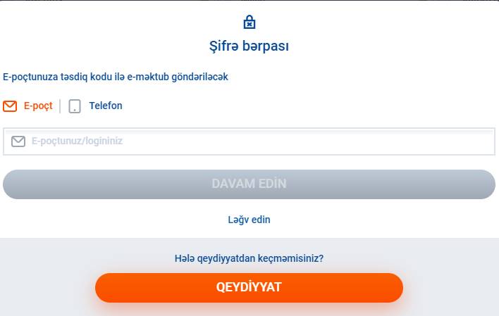 Unutduğunuz təqdirdə şifrəni bərpa edin